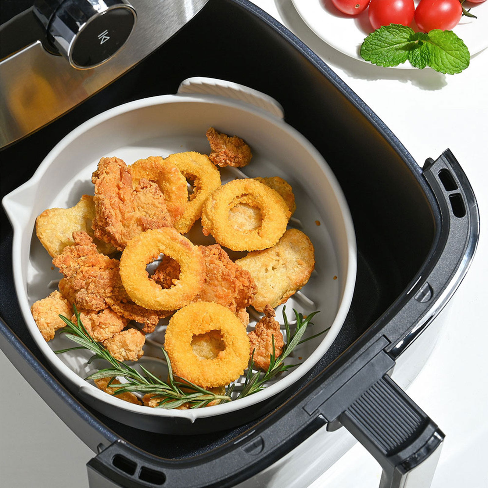 Air Fryer - Luftfritteusen-Silikon-Einlage, Haushalts-Antihaft-Backmatte, Küchen-Silikon-Tablett, wiederverwendbares Zubehör für