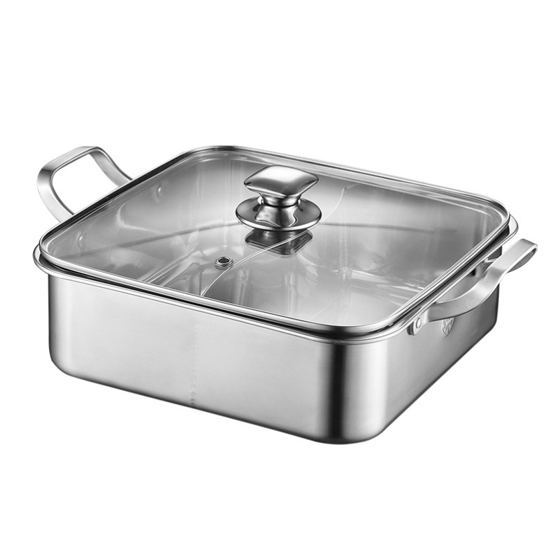 Induction Cooker - 304 Edelstahl Mandarin-Enten-Topf, Verdickter Induktionsherd-Shabu-Hot-Pot-Topf