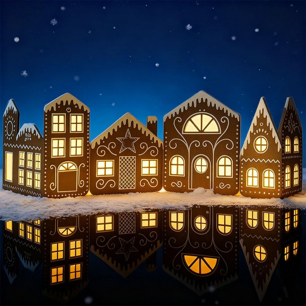 Kitchen Appliances Cabinet - Weihnachten Lebkuchenhaus Karton Festliche Stadt Szene
